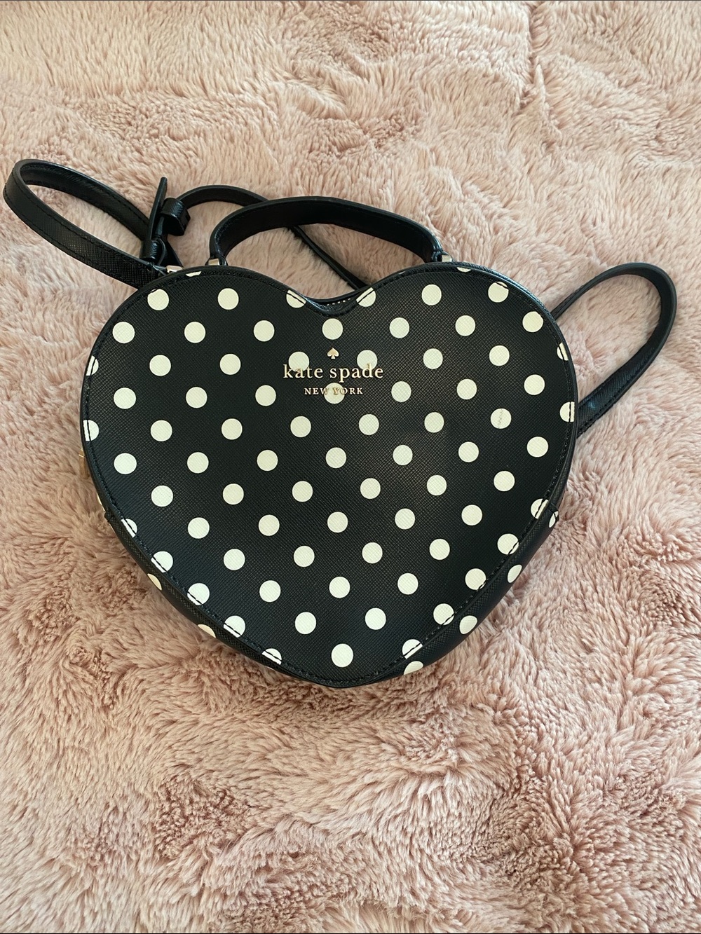 kate spade Black and White Polka Dot Heart Crossbody